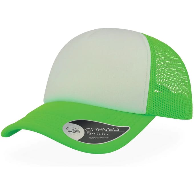 Atlantis Headwear Rapper Cap AT505 - White/Green Fluo/Green Fluo - One size