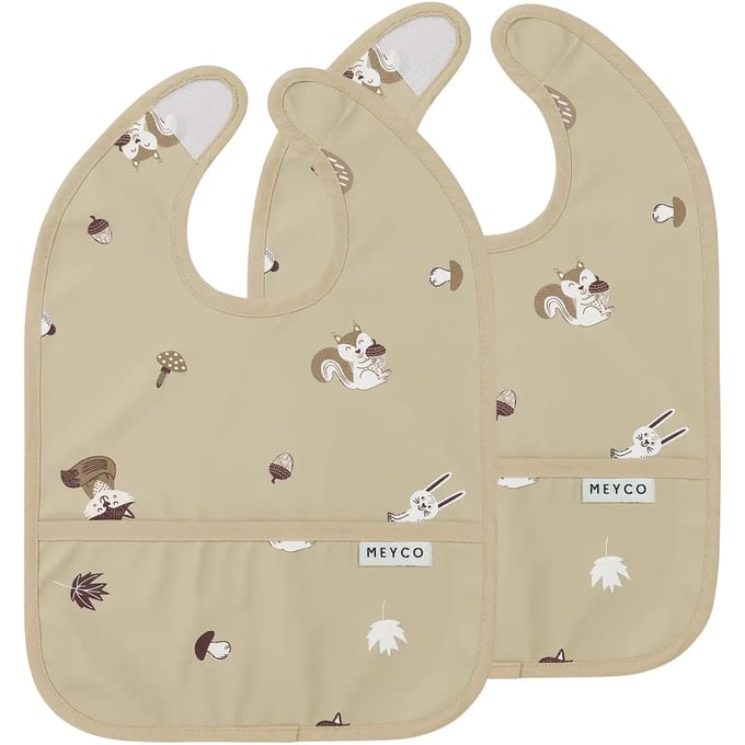 Meyco Baby Forest Animals Slab Met Opvangbakje - 2-pack - Sand