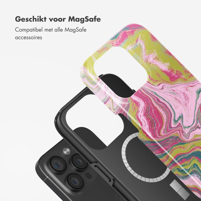 Selencia Vivid Backcover met MagSafe voor de Apple iPhone 15 Pro - Marble Pink