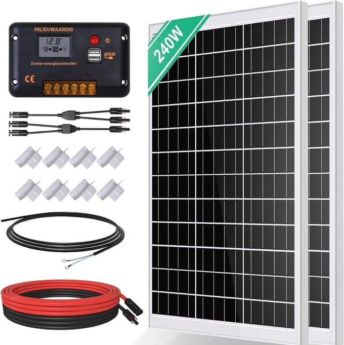 Thuys – Zonnepanelen Compleet Pakket – Plat Dak – Met Stekker – 2 Panelen – Energiebesparend