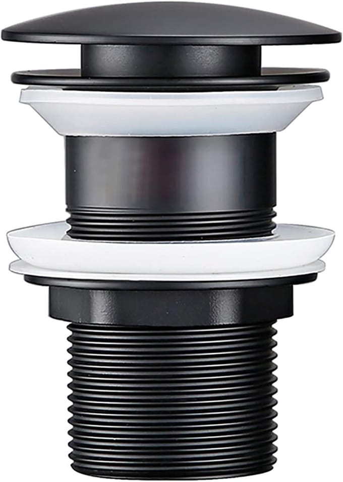 Afvoerstop - Stopkraan Waskom - Badkamer Afvoer - Zonder Overloop - 66mm Diameter - Zwart
