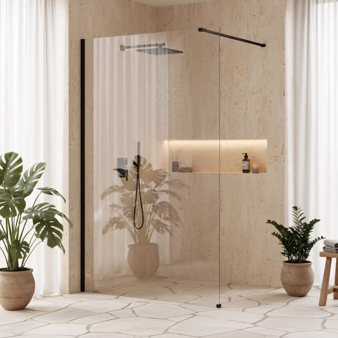 Rea Flexi 100 - Walk-In Douchewand - Zwart - 100X0,8X195Cm