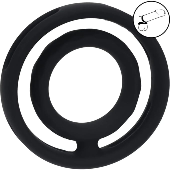 Classic Grooved Silicone Cock and Ball Ring - Black