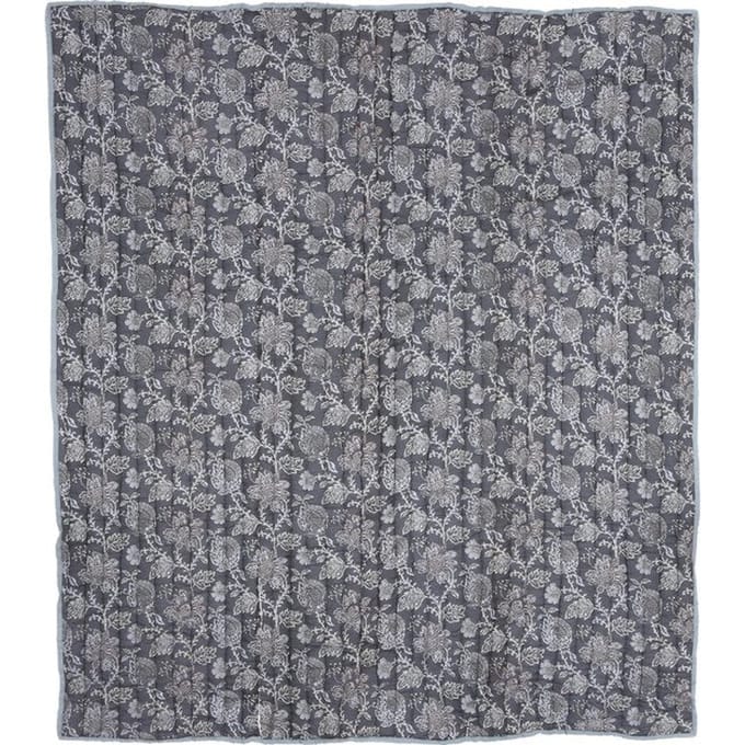 Mica Decorations Deken - Bloemenpatroon - 150 x 130 cm - Zwart