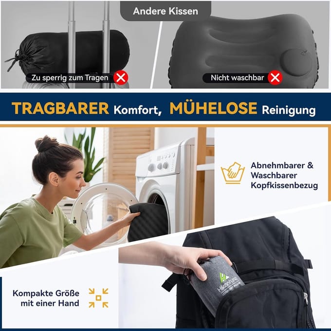 Opblaasbaar Kampeerkussen met Hoofdkussen - Compact en Comfortabel Reiskussen