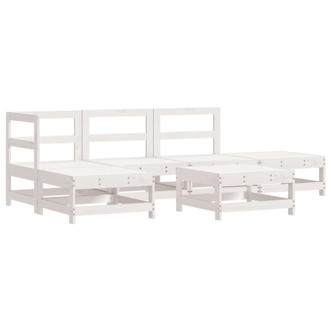 vidaXL - 6-delige - Loungeset - met - kussens - massief - hout - wit