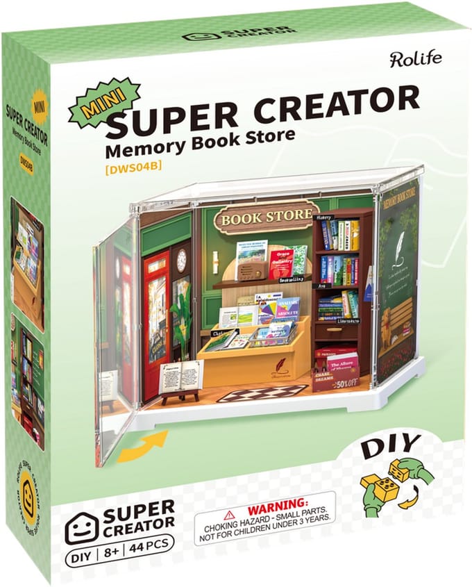 Robotime Memory Book Store - Rolife Mini Super Creator - DWS04B - Miniatuurhuisjes - Bouwpakket - Knutselen - Cadeautip