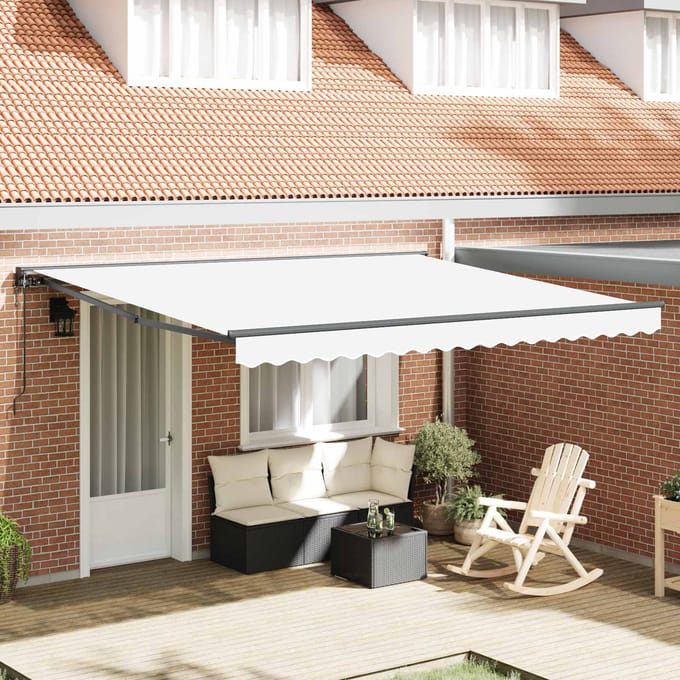 vidaXL - Zonnescherm - Frame - Wit - 400 - × - 300 - cm - Polyester - met - PU-coating