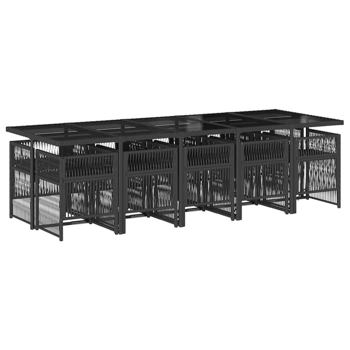 vidaXL - 11-delige - Tuinset - met - kussens - poly - rattan - zwart