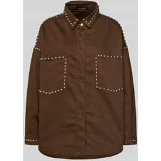 Relaxed fit jeansblouse met studs, model 'Studs'