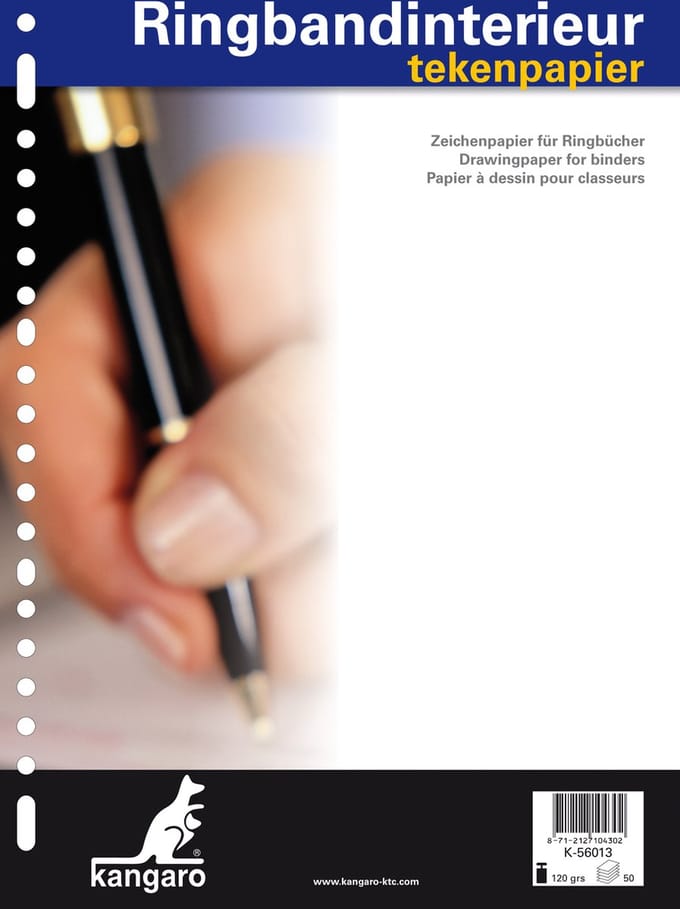 Kangaro ringbandinterieur - A4 - tekenpapier - 120 grams - 23-gaats - 5 stuks