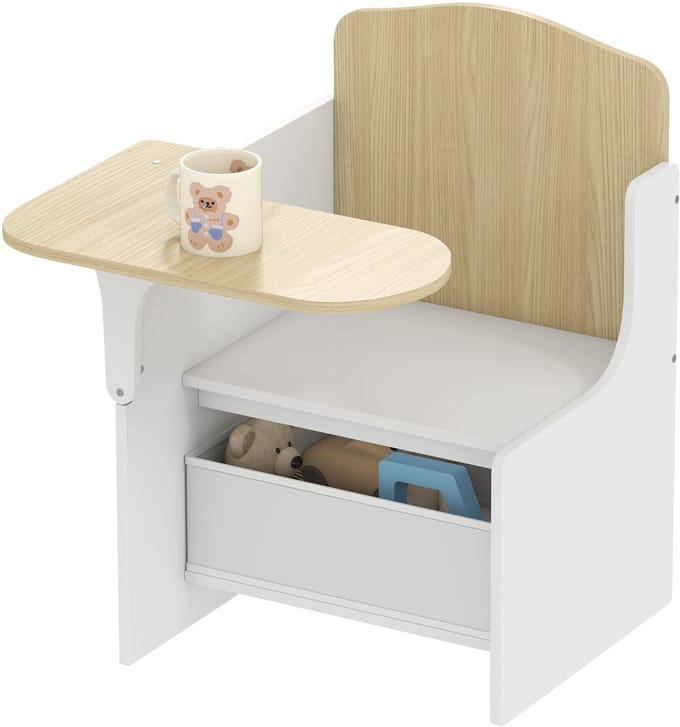 AIYAPLAY - Kindertafel en -stoelenset - MDF - 58,5 x 51 x 59 cm - Wit