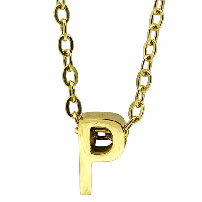 Initial ketting letter P - Minimalistisch - Goudkleurig Staal