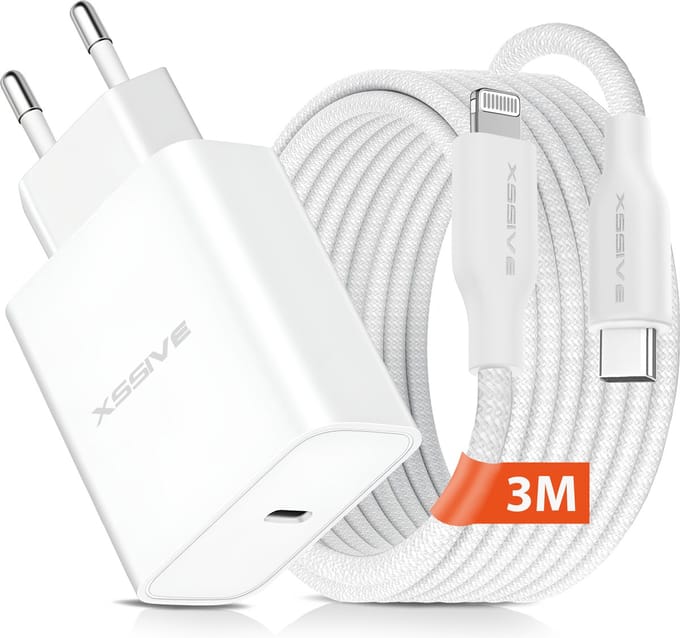 Snellader geschikt voor iPhone 14, 13, 12, 11, X Pro Max Mini Plus - 3 Meter - Oplader Set - Xssive Origineel