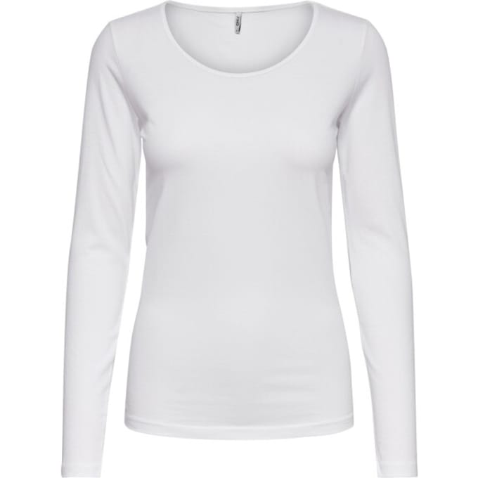 Only witte dames t-shirt   Ronde hals   Slim Fit   Duurzaam   Lange mouw Wit XL