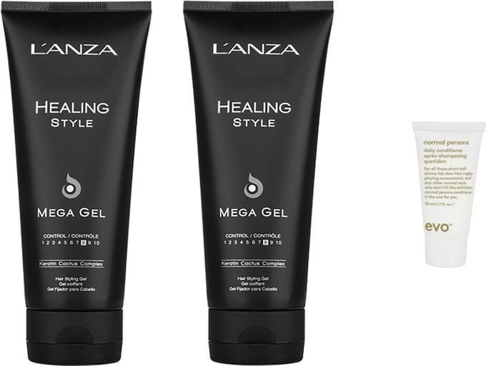 2x L'Anza Healing Style Mega Gel - Haargel - 200 ml + WILLEKEURIG Travel Size