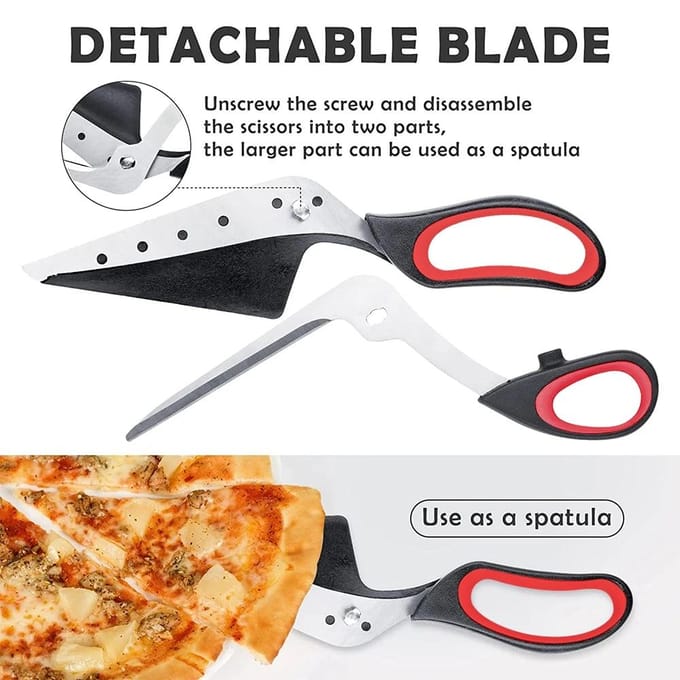 Ciseaux à pizza professionnels, lame tranchante et détachable en acier inoxydable, ciseaux coupe-pizza, spatule à pizza facile à couper, outils de coupe