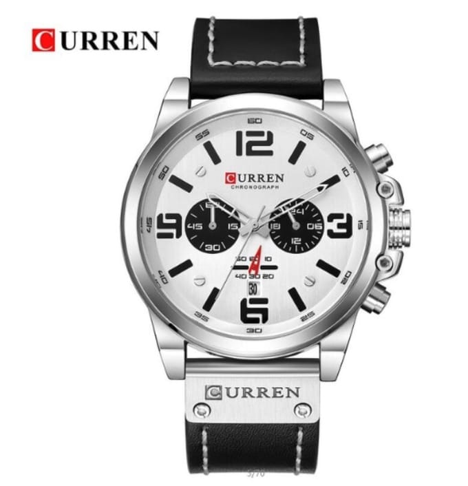 Curren Horloge Ø 47 - Met Datumaanduiding - Zwart/Wit - Kunstleer - Inclusief Horlogedoosje