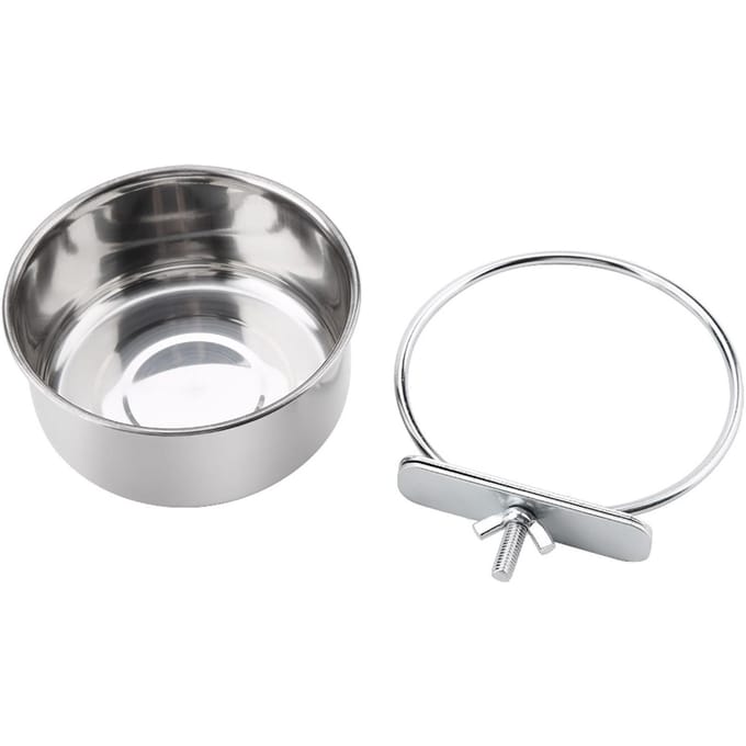 Bol d'Alimentation Eau Acier Inoxydable Perroquet Perruche Mangeoire Accessoire Cage Oiseau M