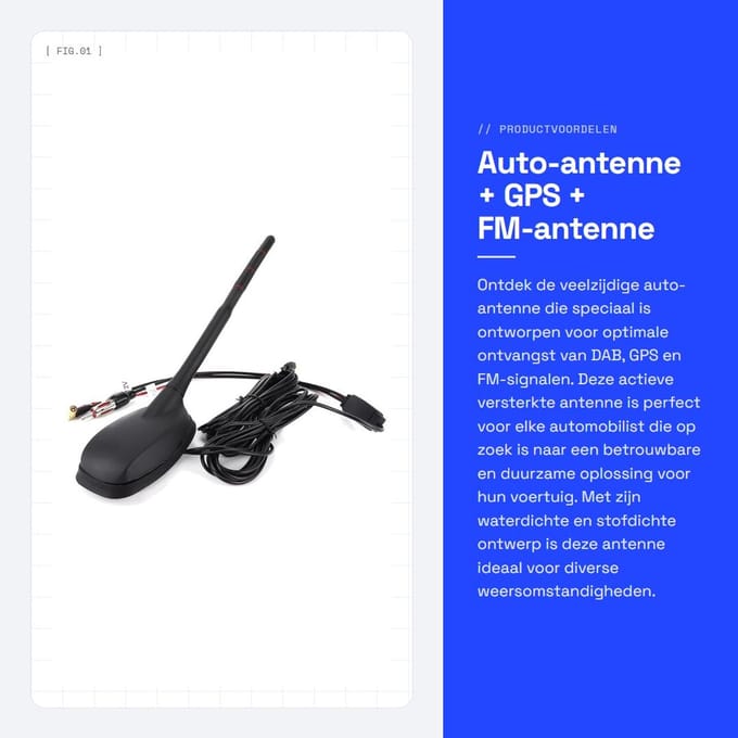 Dailygoods- Auto-antenne DAB + GPS + FM - Waterdicht - Actief Versterkt - Universeel - Plug & Play - ABS/PVC Materiaal