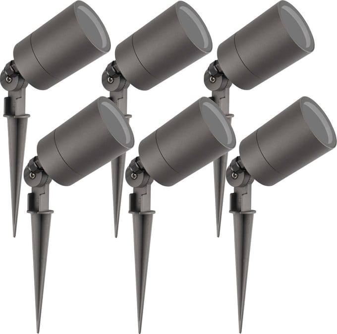 Ledvion - 6X LED Prikspots - Antraciet - IP65 - 5W - GU10 - 2M