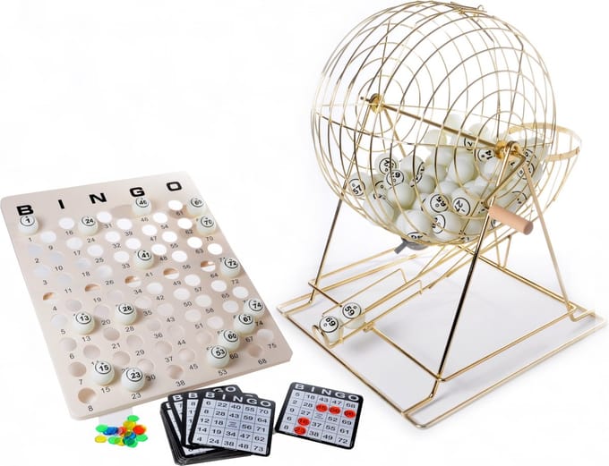 HOT Games Bingomolen XL - Groot koperen molen met 75 ballen - 50 cm