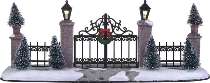 Luville - Lighted Gate &.Fence B/O - Kersthuisjes & Kerstdorpen