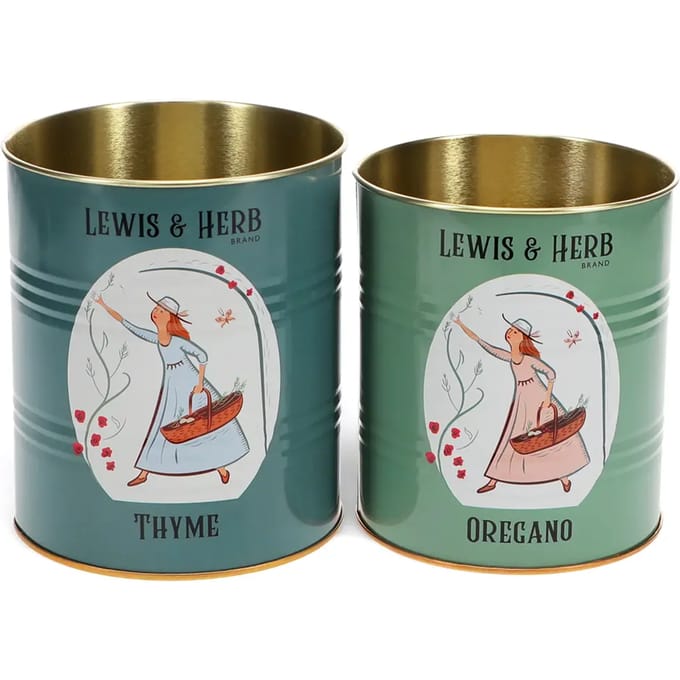 Rex London Retro Storage Tins - Bewaarblikken Medium - Lewis & Herb - Petrol/Groen