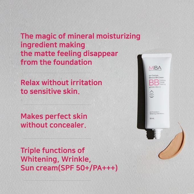 [MIBA] Ionencalciumminerale BB-crème 50ml SPF50+/PA+++ UV 2ea
