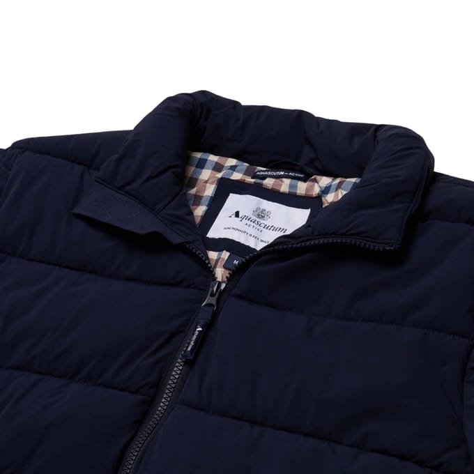 Aquascutum Active Sp Marineblauwe Pufferjas Met Opstaande Kraag