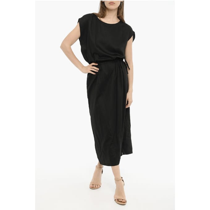 Twill effen maxi-jurk in zwart