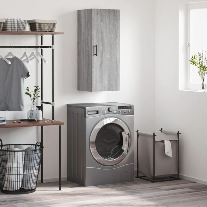 vidaXL - Bovenkast - 34,5x34x90 - cm - grijs - sonoma - eikenkleurig