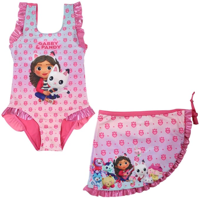 Gabby's Dollhouse Pandy kinderbadpak en sarongset 7 - 8 jaar / 122 - 128 cm