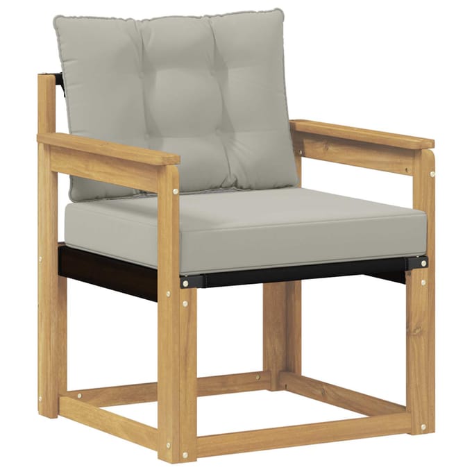 vidaXL - Buitensofa - Massief - Acaciahout - en - Textilene - Wit
