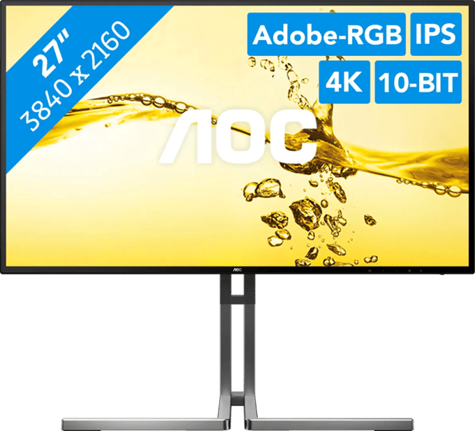 AOC U27U3CV LCD-monitor Energielabel F (A - G) 68.6 cm (27 inch) 3840 x 2160 Pixel 16:9 4 ms DisplayPort, HDMI IPS LCD