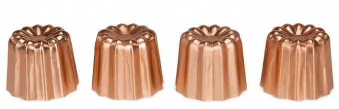 Patisse - Canelé-vormen - 4,5 cm - Staal - Koper - 4-delig