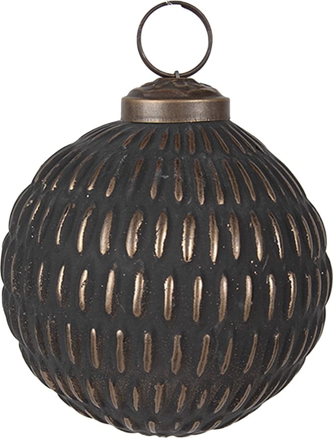 Clayre & Eef Kerstbal Overig Ø 8x8 cm Grijs Goudkleurig Glas Kerstballen
