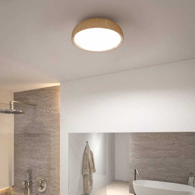 Selection Bathroom LED-plafondlamp Oka IP44 White Switch 950lm 230V 24W Houtlook