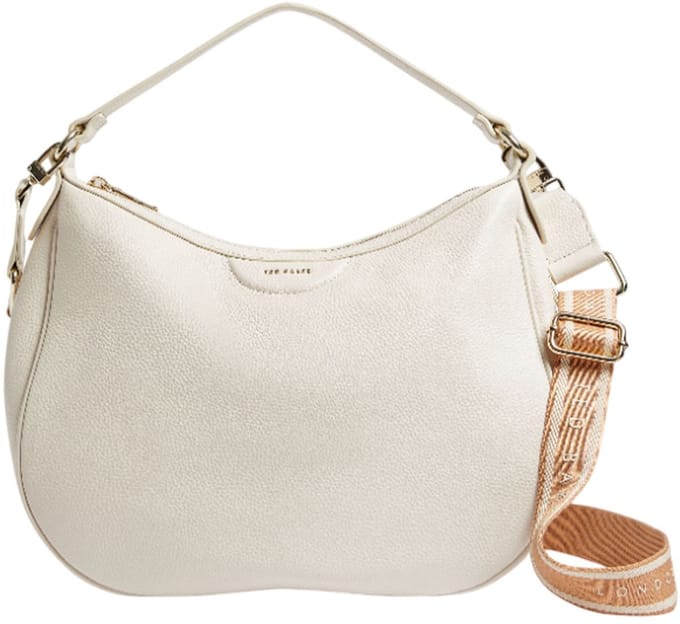 Ted Baker Leren Schoudertas Esiah Webbing Slouchy Leather Hobo Bag Ecru Wit