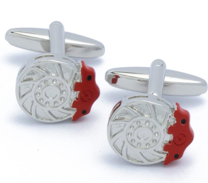 Manchetknopen - Remschijf Rood en Zilver