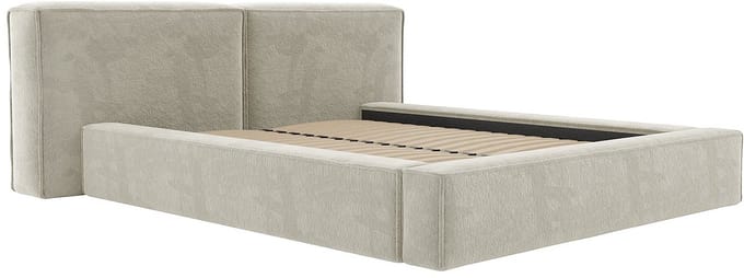 Vente-unique Bed met opbergruimte stof beige 140 x 190 cm