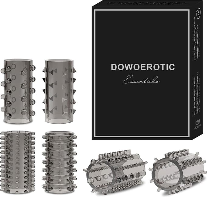 DOWO® - Penis Sleeve - Cockring- Seksspeeltje voor Koppels -Met Structuur- 6 stuks