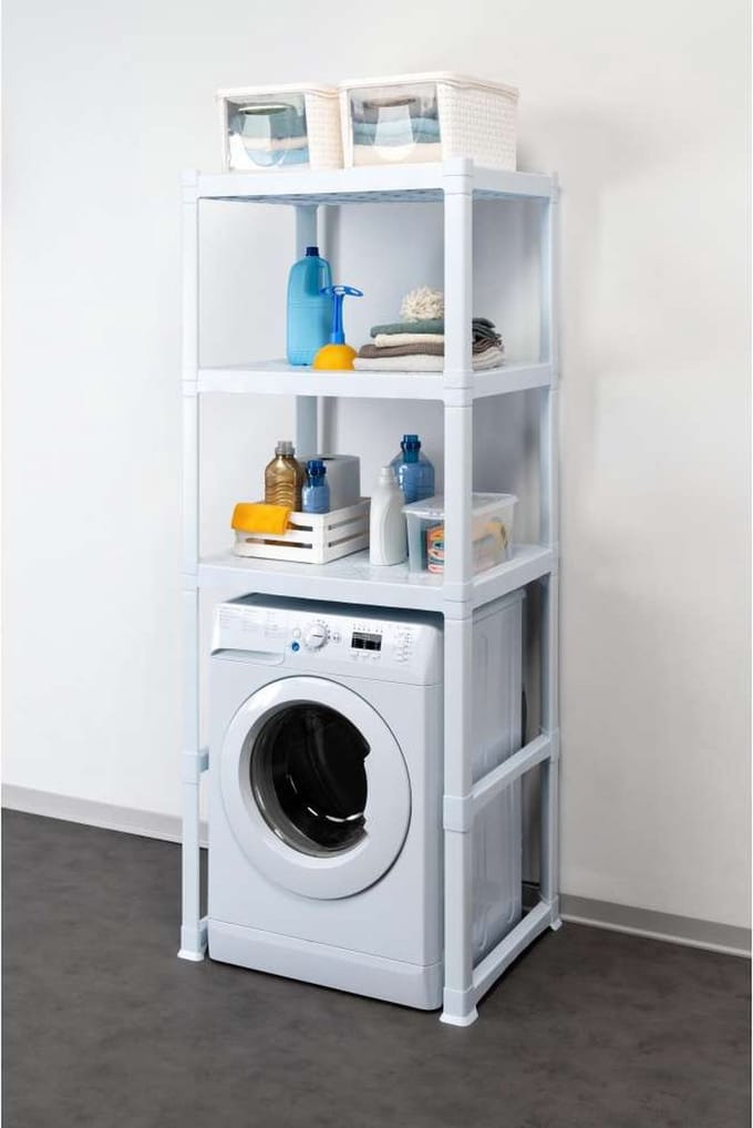 Opbergrek kunststof 3 planken - past over wasmachine - 75X60X184 cm