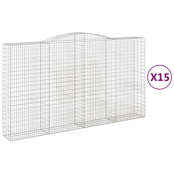 vidaXL - Schanskorven - 15 - st - gewelfd - 400x50x220/240 - cm - ijzer