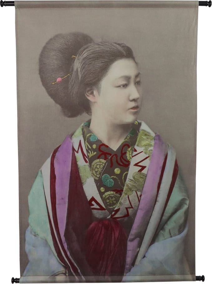 HD Collection Wanddoek Geisha Groen 83x3x110cm
