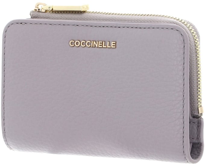 COCCINELLE Leren portemonnee Metallic Soft Wallet Oyster mauve