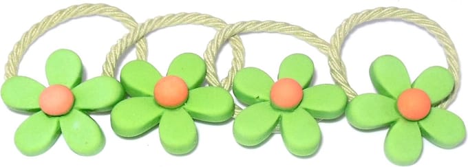 Elastiek met bloem groen-oranje