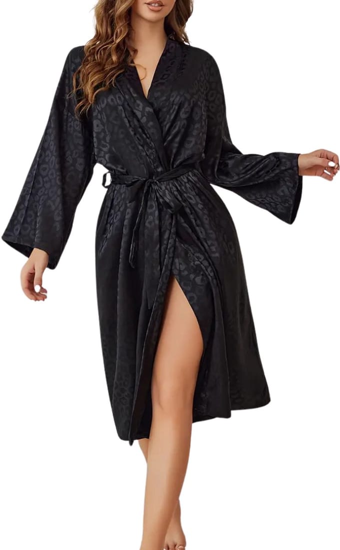 Livano Satijnen Badjas Dames - Kimono - Kamerjas - Satijn - Ochtendjas - Pyjama - Maat L