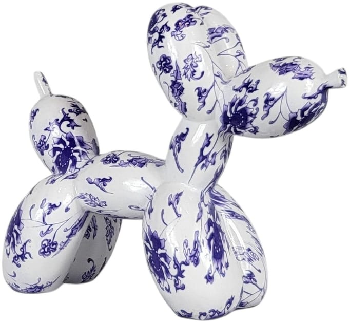 ballonhond delfts blauw 24x9x23 cm blauw wit - polystone