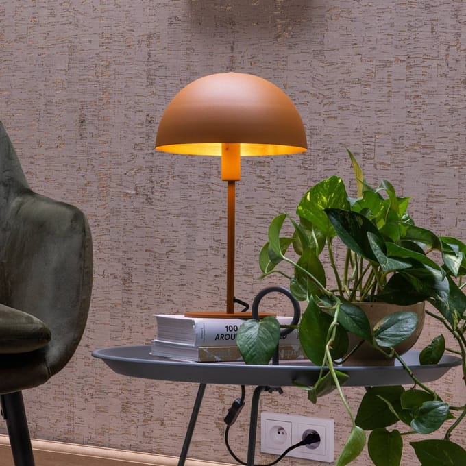 Lucide SIEMON - Tafellamp - Ø 25 cm - 1xE14 - Okergeel